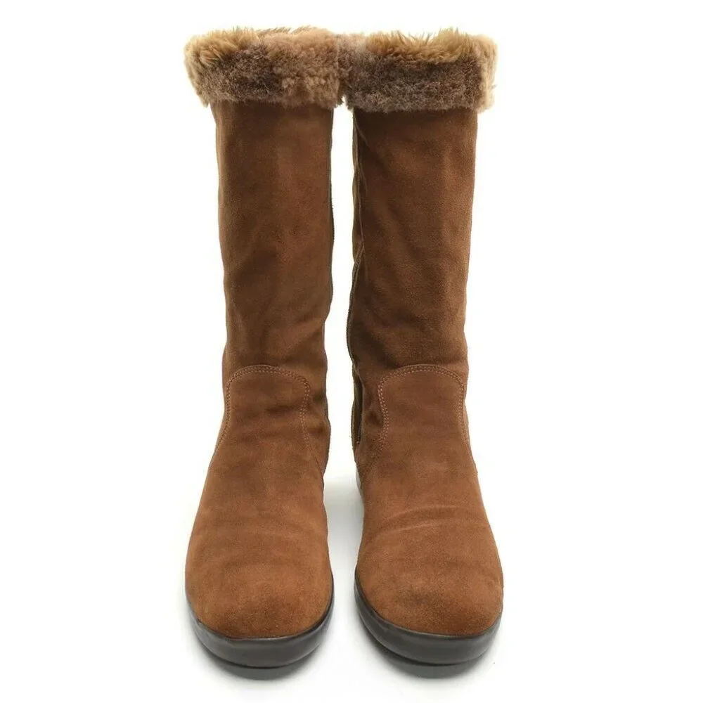 Santana Canada Brown Faux Fur Cuffed Winter Boots 10 M